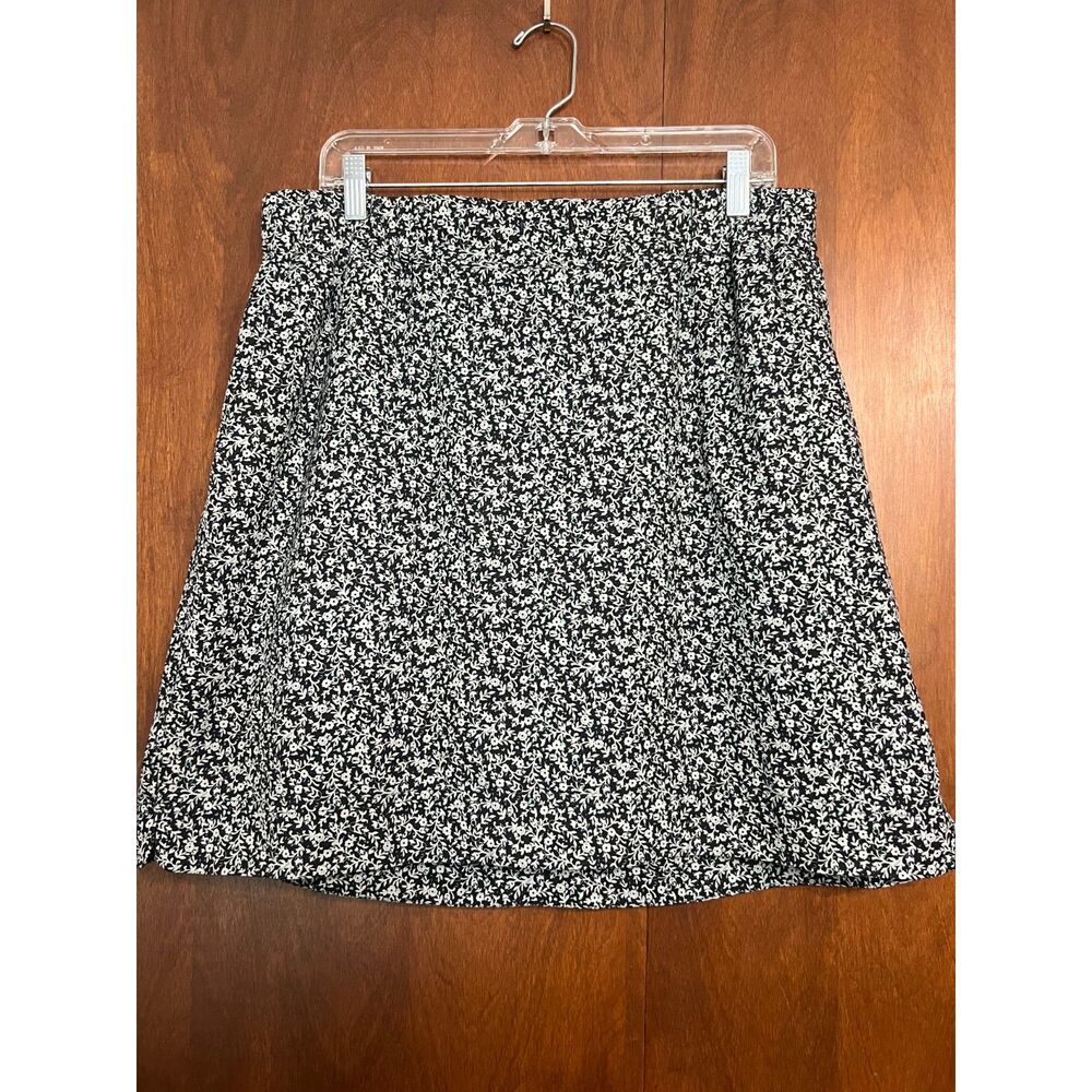 J Jill Fit Performance Knit Black Floral Tennis Skort Skirt XL Tall